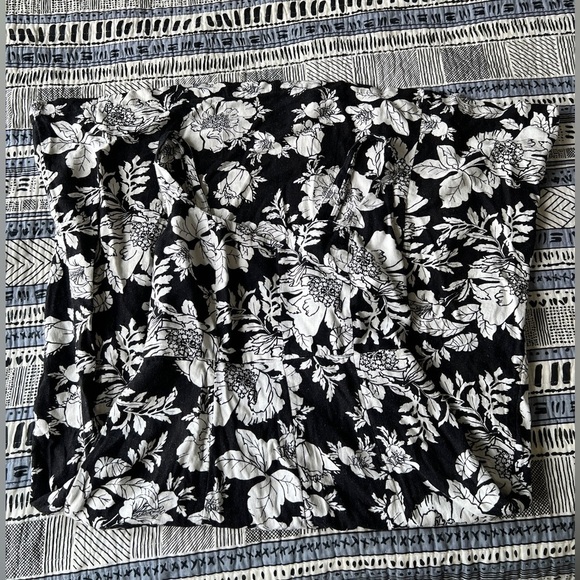 NWT Old Navy Floral Black & White Midi Euro Summer Dress Linen Fit & Flare Small - Picture 10 of 13